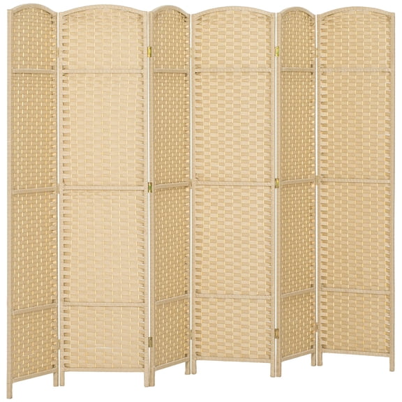 Dranite 6 Panel Folding Room Divider Screen 5.6 Ft Tall Freestanding Privacy Partition for Home Office, Beige