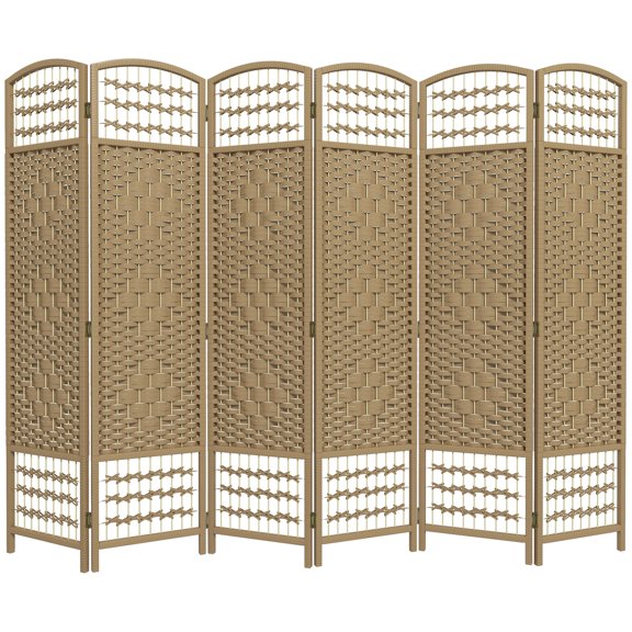 Dranite 6-Panel Wave Fiber Room Divider,Folding Privacy Screen,Portable Lightweight Partition