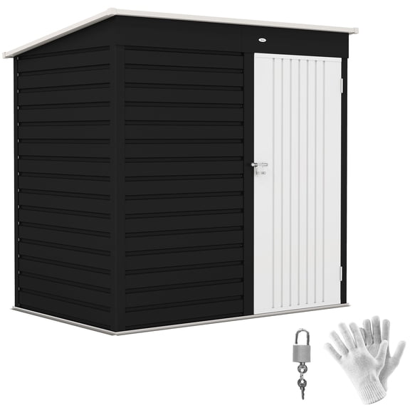 Dranite 6' x 4' Metal Garden Shed  Outdoor Utility Storage with Lockable Door & Gloves