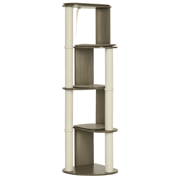 Dranite 65 Inch Corner Tall Cat Tree Multi Level Sisal Scratching Post Small Kitten Tower Cream White