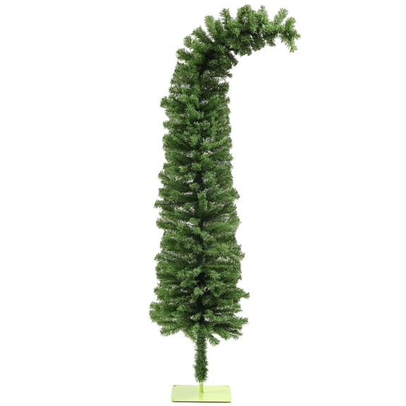 Dranite 6ft Bendable Whimsical Pencil Christmas Tree, Artificial Slim Xmas Tree with 400 Branch Tips and Metal Base, Green