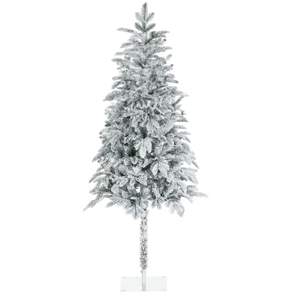 Dranite 6ft Snow Frosted Flocked Artificial Christmas Tree Auto Open Steel Base Indoor Holiday Decor