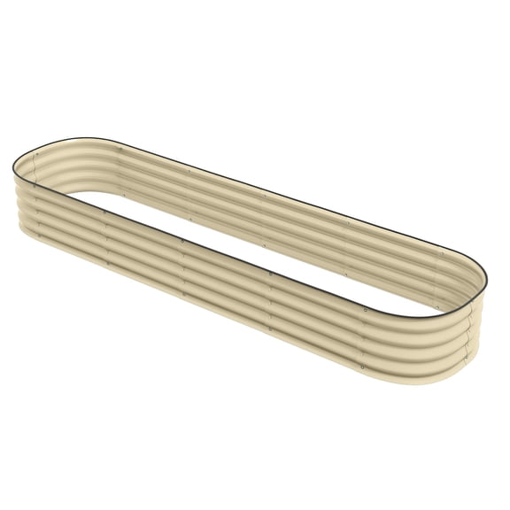 Dranite 7.9ft Galvanized Raised Garden Bed Kit, Metal Planter Box with Safety Edging, Cream White