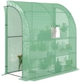 thumbnail image 1 of Dranite 7'x3'x7' Lean-to Greenhouse 2 Roll-Up Door PE Cover 3 Shelves Green, 1 of 12