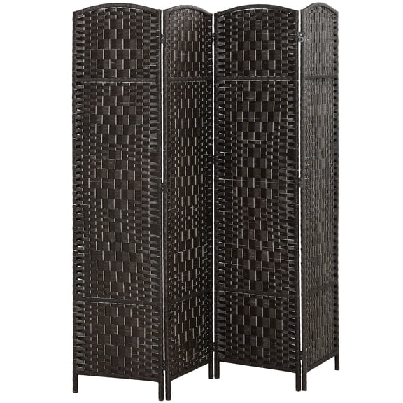 Dranite  70.9" Tall 4-Panel Folding Room Divider, Portable Woven Privacy Screen