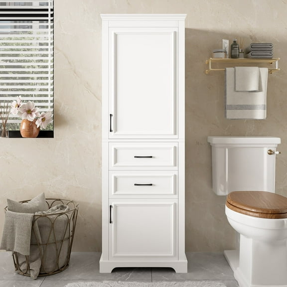 Dranite 71" H Tall Bathroom Storage Cabinet w/ 1 Barn Doors and 3 Drawer, Narrow Storage Unit