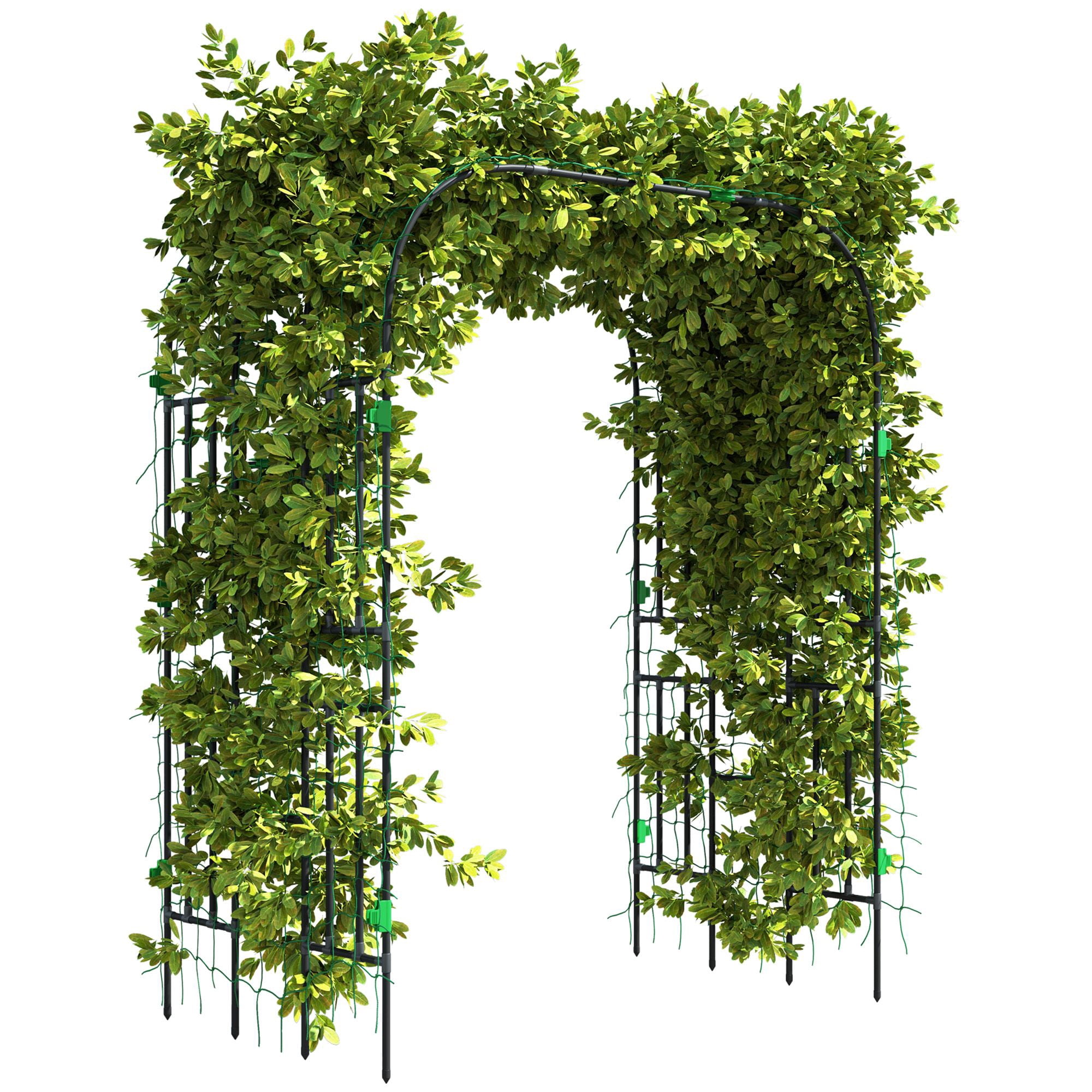 Dranite 8 FT Tall Garden Arch Trellis for Outdoor Decor,Metal Plant Support with Climbing Net