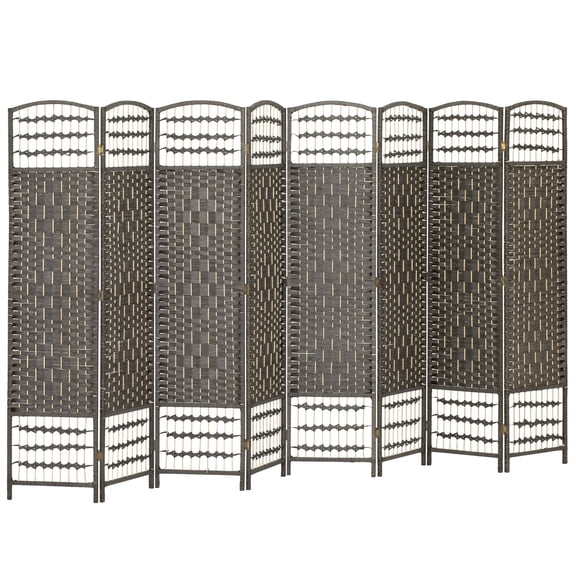 Dranite 8-Panel Folding Room Divider, Portable Privacy Screen, Wave Fiber Room Partition for Home Office
