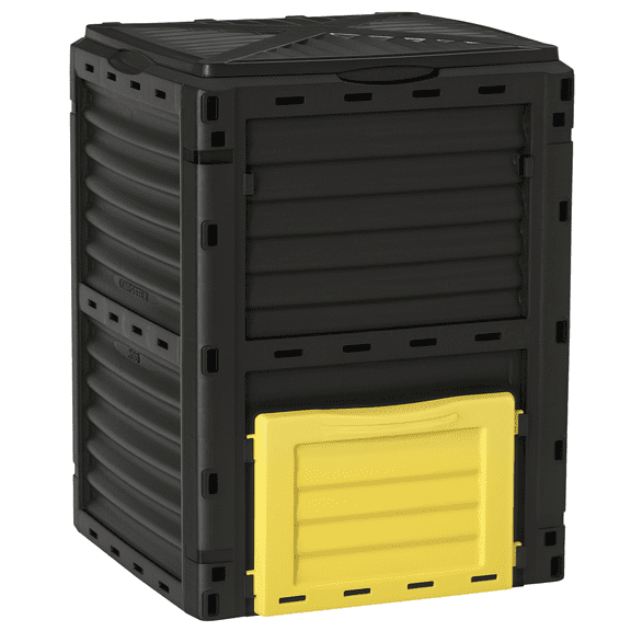 Dranite 80 Gallon Outdoor Garden Ventilated Compost Bin, Large Capacity Composter for Quick Fertilizer Making, Simple Assembly Structure, Yellow
