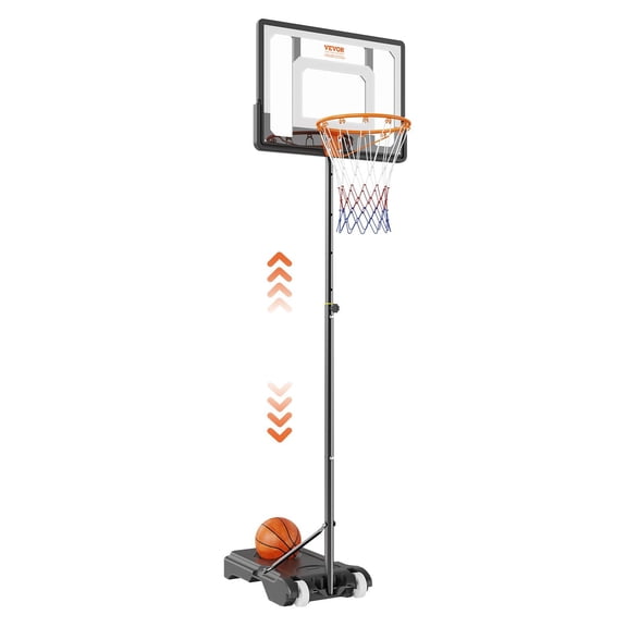 Dranite Adjustable 5-7 Feet Basketball Hoop System with 32" Backboard, Portable Base & Wheels for Indoor/Outdoor Use