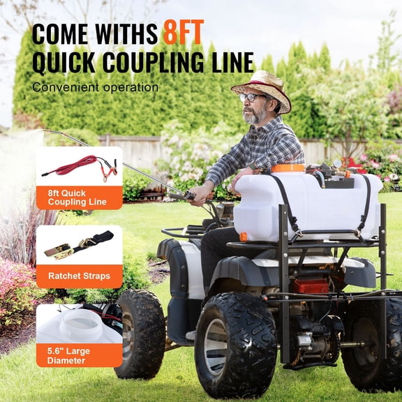 Dranite Adjustable 72 PSI ATV/UTV Boom Sprayer - 60L Weed Sprayer with 12V Pump, 1.9 GPM, 15.9 Gal Tank