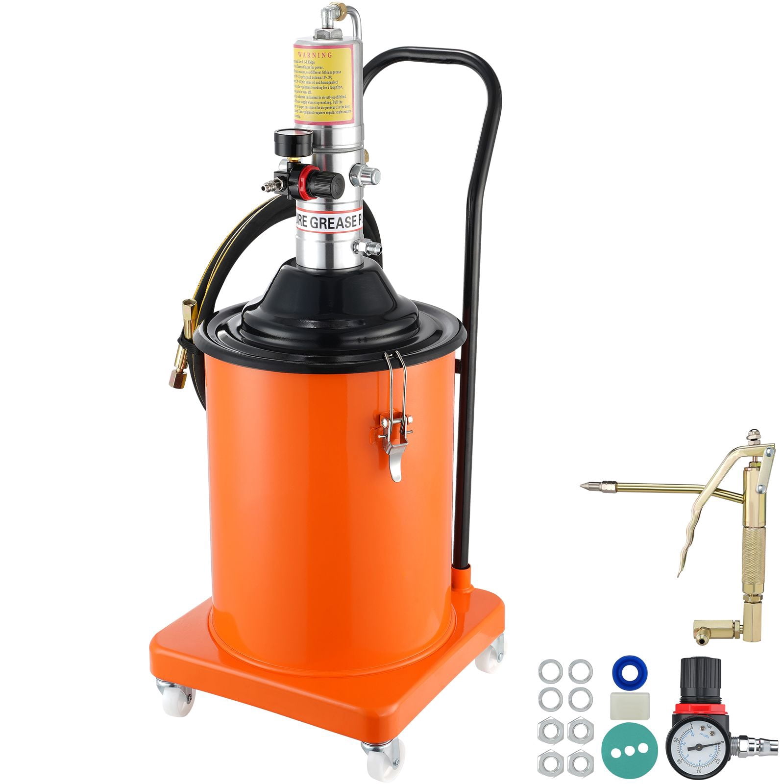 Dranite Air Operated Grease Pump, 5 Gallon (20L) Portable Pneumatic Lubrication System with 13ft High Pressure Hose, Grease Gun & Wheels, 50:1 Pressure Ratio for Industrial Maintenance