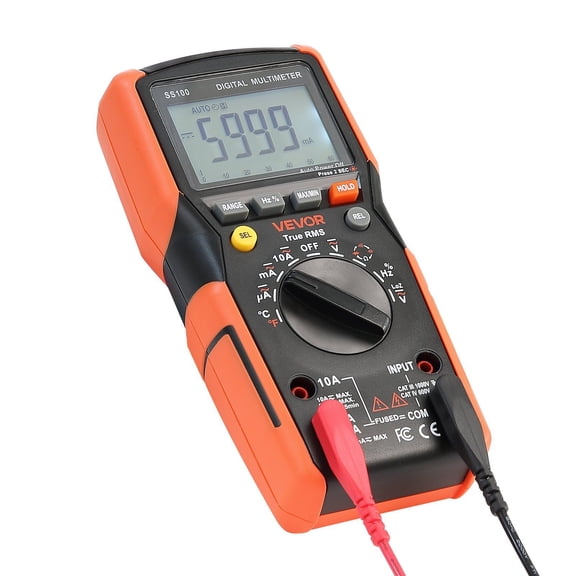 Dranite Auto-Ranging Digital Clamp Meter Multimeter 6000-Count TRMS - Measures DC/AC Voltage, Current, Resistance, Capacitance, Temperature, Tests Diodes, Continuity and Low Impedance