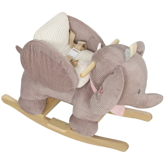 Dranite Baby Rocking Horse, Elephant Sound, Safety Belt, 18-36M, Pink