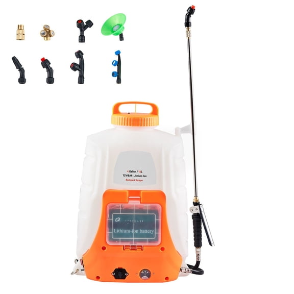 Dranite Battery Powered Sprayer 4Gal - 90PSI Adjustable 8 Nozzles 2 Wands