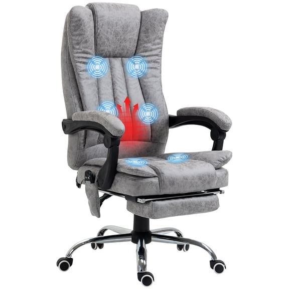 Dranite Black High Back Massage Office Chair, 6-Point Heating Vibrating Reclining Desk Chair with Footrest