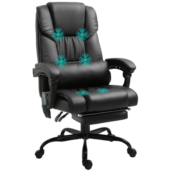 Dranite Black High Back Massage Office Chair, 6-Point Vibrating Lumbar Support Recliner Desk Chair
