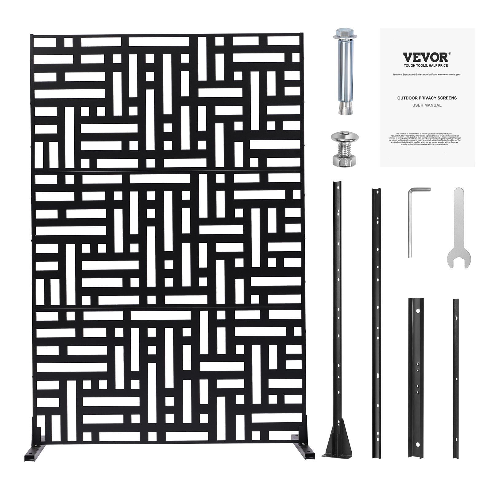 Dranite Black Metal Privacy Screen for Patio, 47" x 76" Outdoor ...