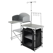 Dranite Camping Kitchen Table - Folding Outdoor Cook Station 1 Cupboard & Windscreen