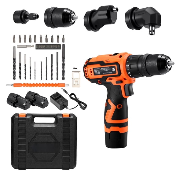 Dranite Cordless Drill Driver 5-in-1 with Metal Chuck, Dual-Speed Variable, Kit Includes 2 Lithium Batteries, Charger & Tool Box for Drilling Wood/Metal and Screw Driving