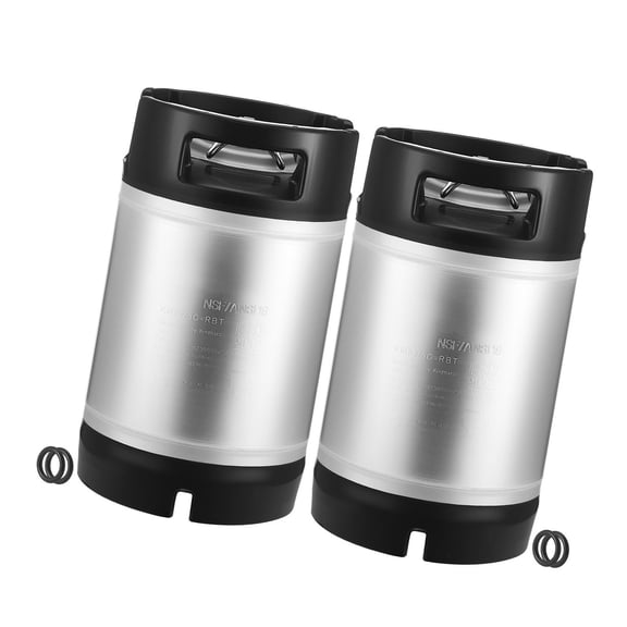 Dranite Corny Keg 2.5 Gallon, Ball Lock Home Brew Keg Set of 2, SUS304 Stainless Steel Cold Brew Coffee Keg with Double Handles & Protective Rubber Base, Homebrewing Equipment for Beer Party