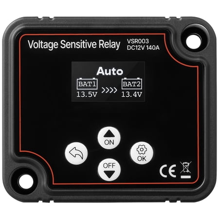 Dranite Dual Battery Isolator, 12V 140A Smart VSR with LCD Screen - Manual/Automatic for Car, Truck, RV, Boat, Lithium & Lead-Acid Batteries