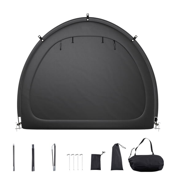 Dranite Fan-Style Bike Storage Tent, Dual-Door Outdoor Cover for 4-5 Bicycles, Compact Design