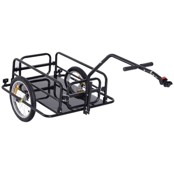 Dranite Foldable Bike Cargo Trailer Cart with Hitch, 80lbs Capacity, 16in Wheels, Black