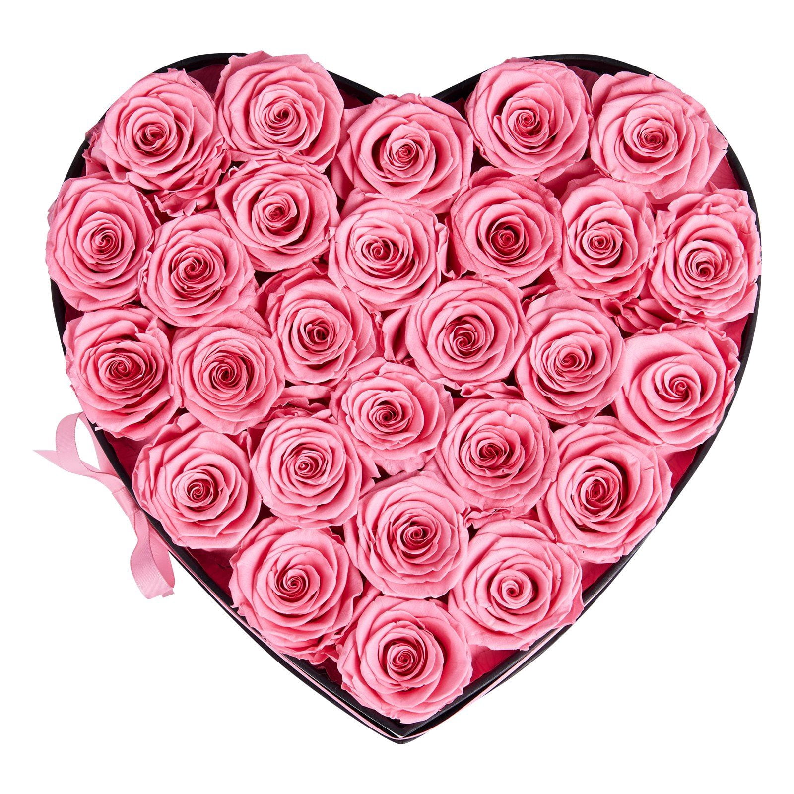 Dranite Forever Flowers 27 Preserved Roses in Heart-Shaped Box, Eternal Boulasting Bouquet Gift for Women, Wife, Mother (Anniversary/Valentine's Day/Christmas/Birthday) - Pink