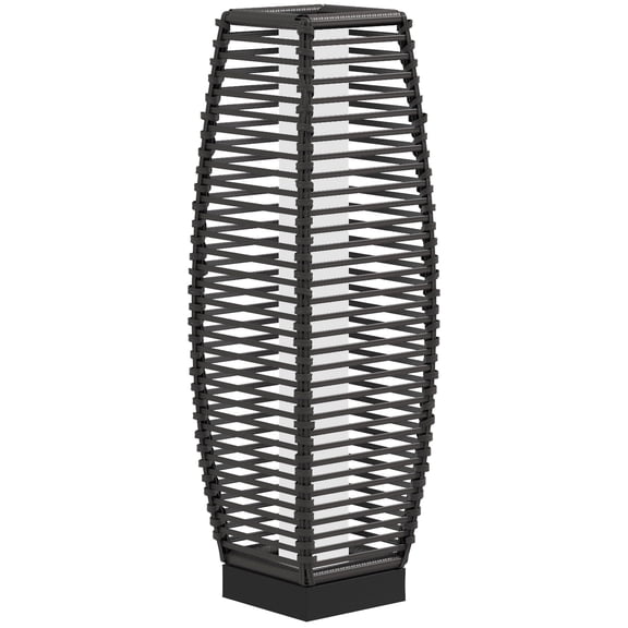 Dranite Gray Solar Powered Rattan Floor Lamp, Auto On Off LED Outdoor Garden Pathway Landscape Lantern