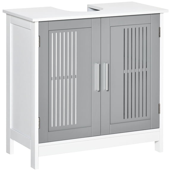 Dranite Gray and White Under Sink Pedestal Storage Bathroom Cabinet