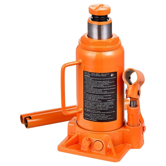 Dranite Heavy Duty 12 Ton Hydraulic Bottle Jack (26,455 lbs Capacity) - 8.1-15.7 Inch Lift for Auto Repair & House Lifting, Orange