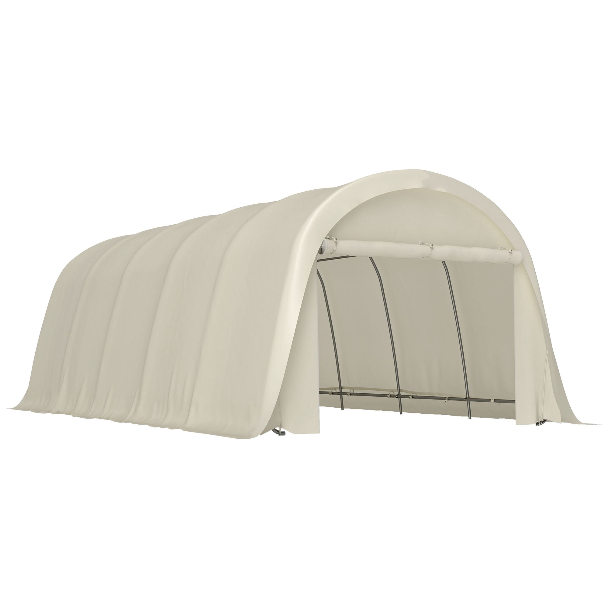 Dranite Heavy Duty Carport 12' x 23.6', UPF50+ Portable Garage Car Canopy Tent with Galvanized Frame, Large Door, Beige