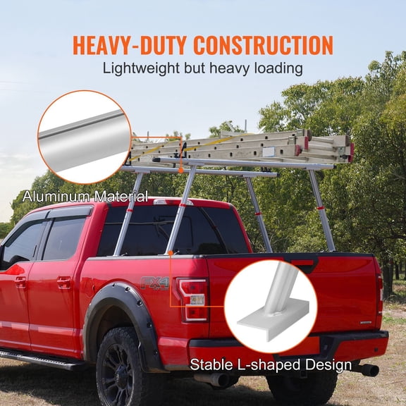 Dranite Heavy Duty Pickup Truck Rack  8 Non-Drill Clamps, 2-Bar Design, 800 lb Capacity