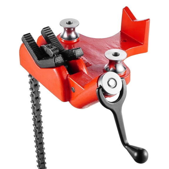 Dranite Heavy-Duty Steel Chain Pipe Vise, 1/2" to 8" Capacity, 34.6" Forged Chain & Cast Iron Base, Industrial Pipe Clamp for Plumbing, Automotive, Metalworking