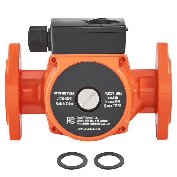 Dranite Hot Water Recirculating Pump 110V 82W 17 GPM for UPS15-58FC Replacement, Efficient Home Plumbing Circulation