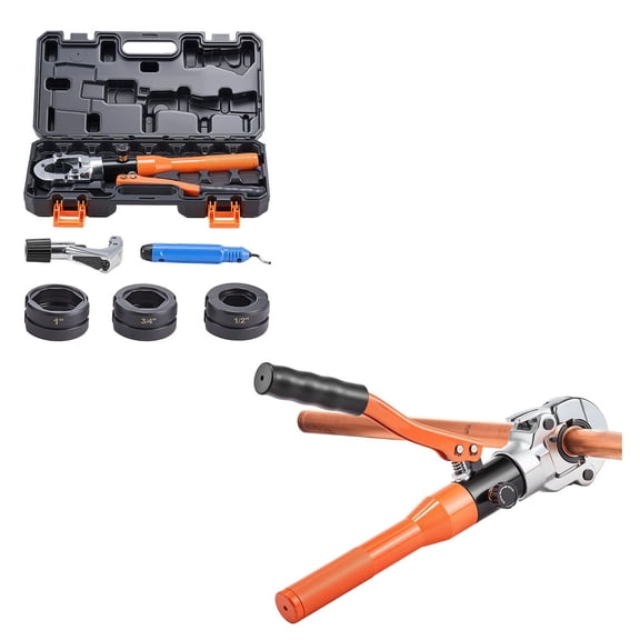 Dranite Hydraulic Copper Pipe Press Crimp Tool with Jaws, Pipe Cutter, Storage Case for Narrow Space & Tee Tube Fitting Work
