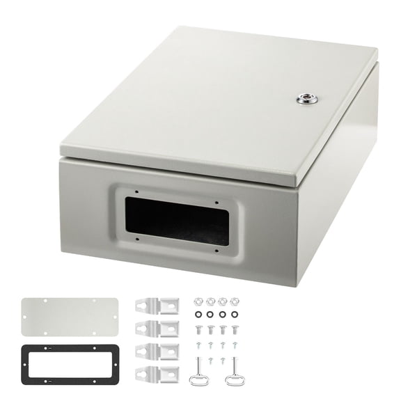 Dranite IP66 Waterproof Dust Resistant Carbon Steel Hinged Electrical Box with Mounting Plate Outdoor Indoor 16126 Inch