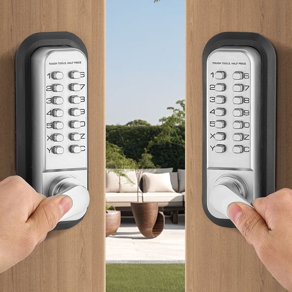 Dranite Mechanical Keyless Entry Door Lock with Handle, 14-Key Backup, Weatherproof Stainless Steel Keypad Deadbolt for Outdoor Gate, Fence, Garage, Yard, Home & Office
