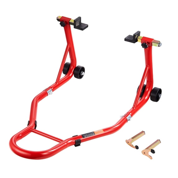 Dranite Motorcycle Rear Wheel Stand Lift - Heavy Duty 850 lbs Capacity with Swingarm Spool Combo, Red