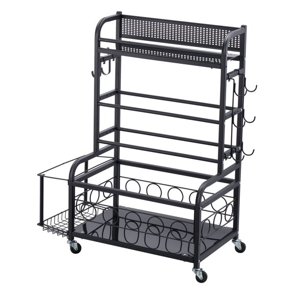 Dranite Multi-Purpose Home Gym Storage Rack, Portable Yoga Mat Holder with Wheels