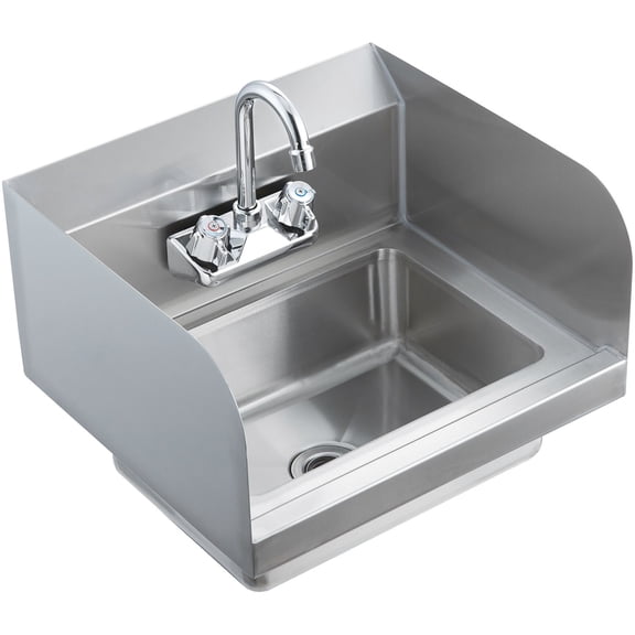 Dranite NSF Hand Sink with Side Splash, 17x12.8" Stainless Steel Wall Mount Basin