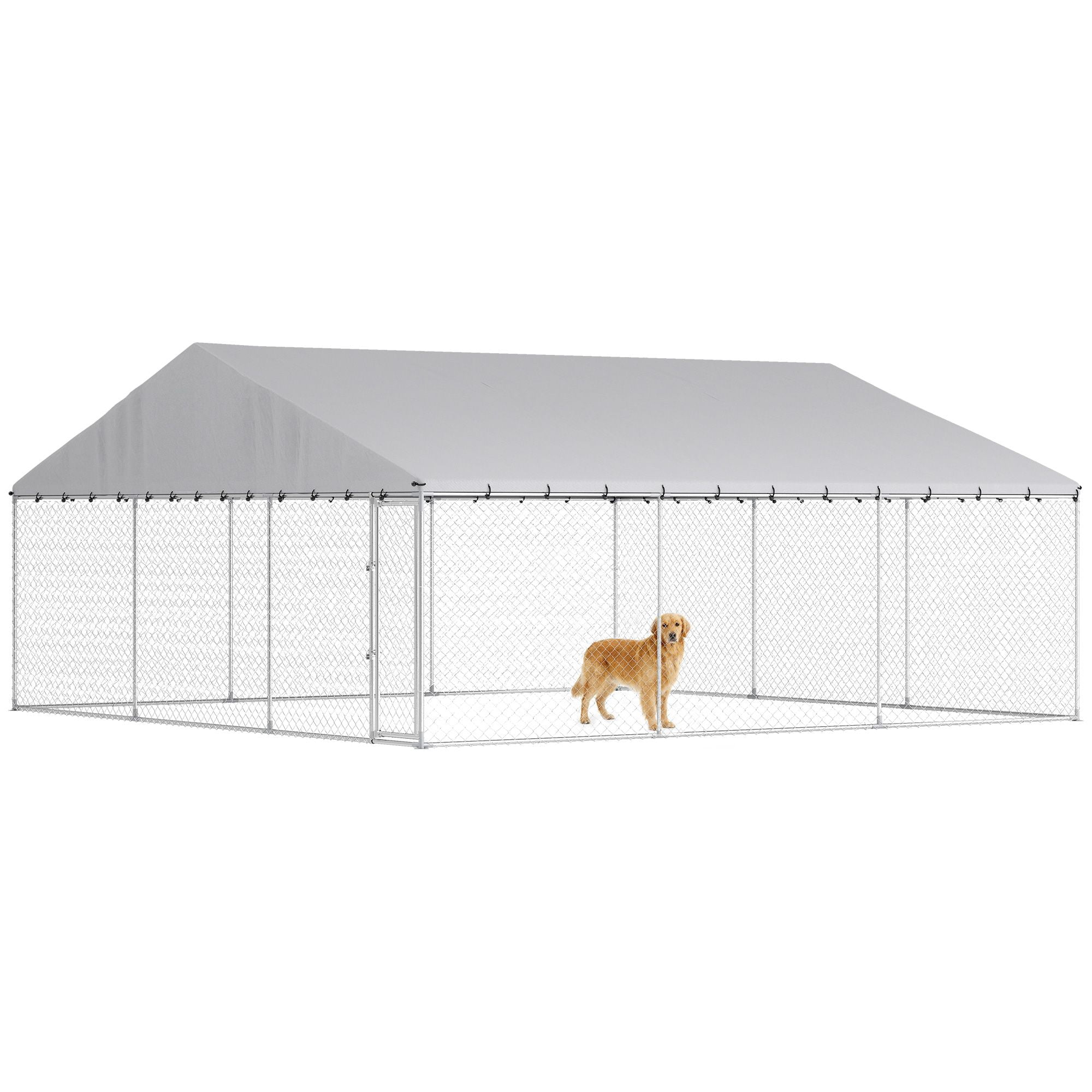 Dranite Outdoor Dog Kennel with Waterproof Roof,19.7' x 19.7' x 8.9'