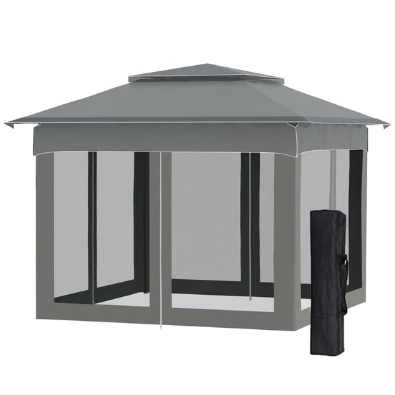 Dranite Outdoor Patio Pop Up Canopy Gazebo Shelter with Zipper Netting, Carry Bag, 10.7' x 10.7' x 8.9'
