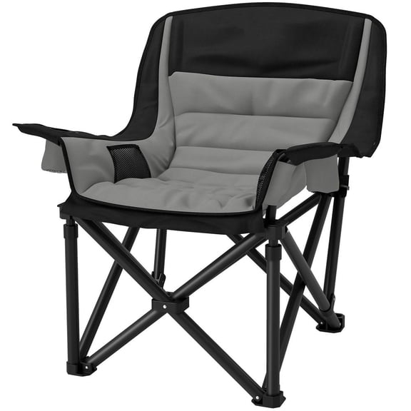 Dranite Padded Folding Camping Chair, Quad for with Cup Holders, Storage Pocket & Carry Bag