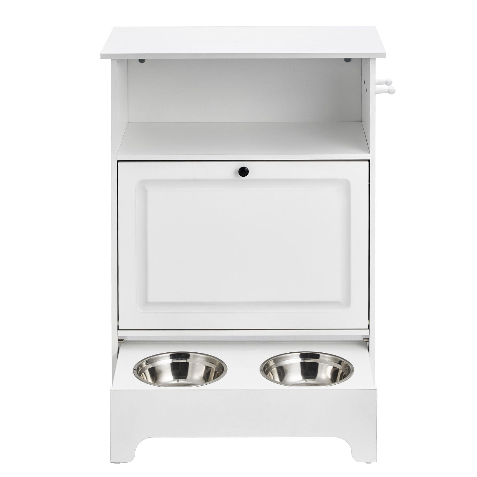 Dranite Pet Feeding Station with 2 Stainless Steel Bowls, Elevated Dog Bowls with Storage