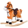 thumbnail image 1 of Dranite Plush Rocking Horse, Wooden, Sounds, Moving Tail, Brown, Toddler, 1 of 15