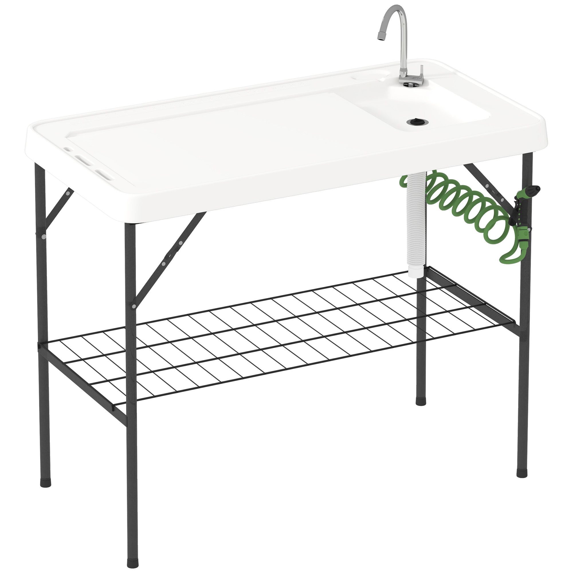 Dranite Portable Folding Table with Sink for Fishing and Camping, with ...
