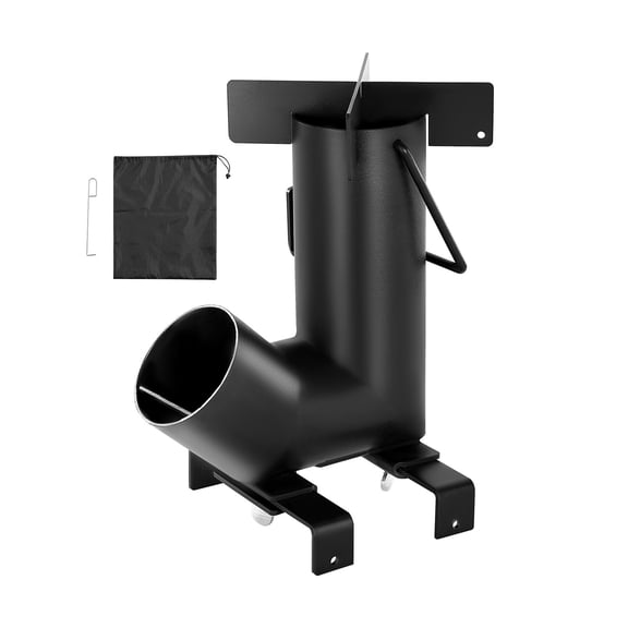 Dranite Portable Rocket Stove for Camping, Wood Burning Stove with Carry Bag, Carbon Steel Outdoor Cookstove for Backpacking, Garden, Emergency Survival, Uses Twigs and Sticks, Black