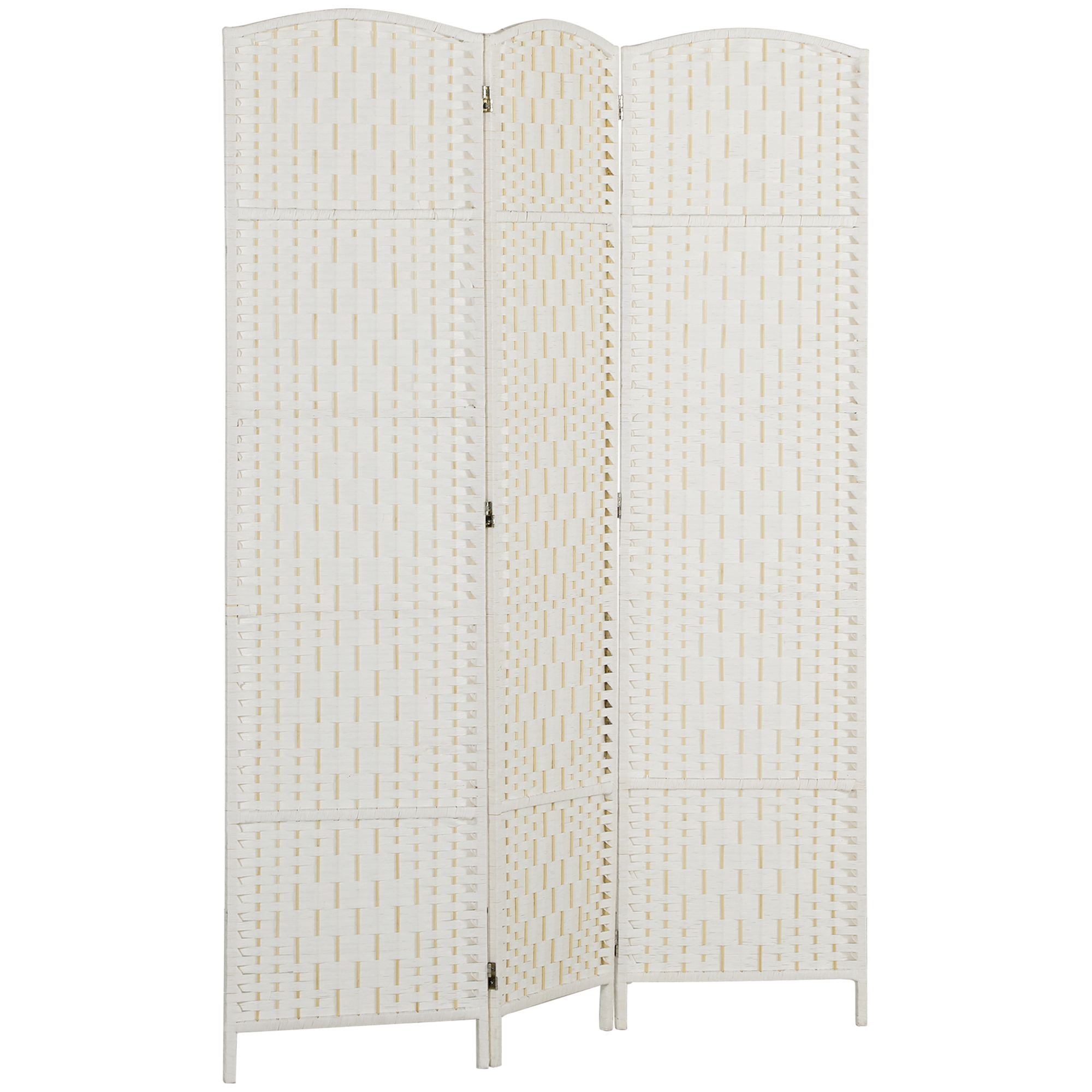 Dranite Room Divider 3 Panel Folding Privacy Screen 6FT Tall Portable Weave Partition Wall Divider for Bedroom White